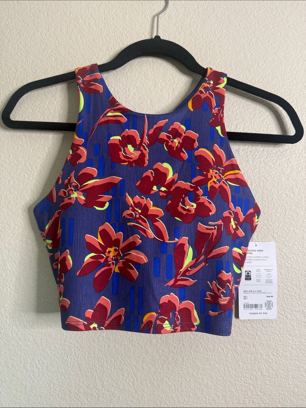 Athlete Conscious Crop Floral High Neck Tank Top - small NWT
